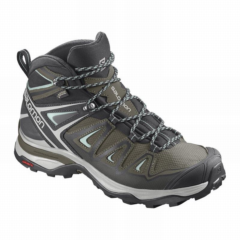 Bottes De Randonnée Salomon Femme Vert Olive / Noir - Salomon X ULTRA 3 MID GORE-TEX - France (7180-